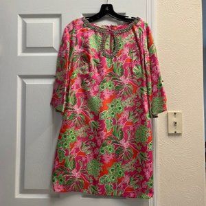 RARE Lilly Pulitzer Jubilee 100% Silk Embellished Shift Dress Size 6